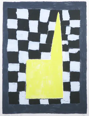 Harrie Gerritz - Zeefdruk, Kapel in geblokte achtergrond - Ingelijst kopen? Bied vanaf 70!