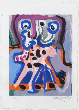 Corneille - en Bert Schierbeek - Zeefdruk en passage uit Een schedel vol stem - Ingelijst kopen? Bied vanaf 1!