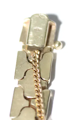 Antieke gouden schakel armband met veiligheids ketting kopen? Bied vanaf 2400!