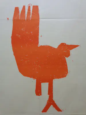 AcheterAnton Heyboer - ORANJE VOGEL / KLEURZEEFDRUK / 90x65cm / AFFICHE? Enchérissez de 1!