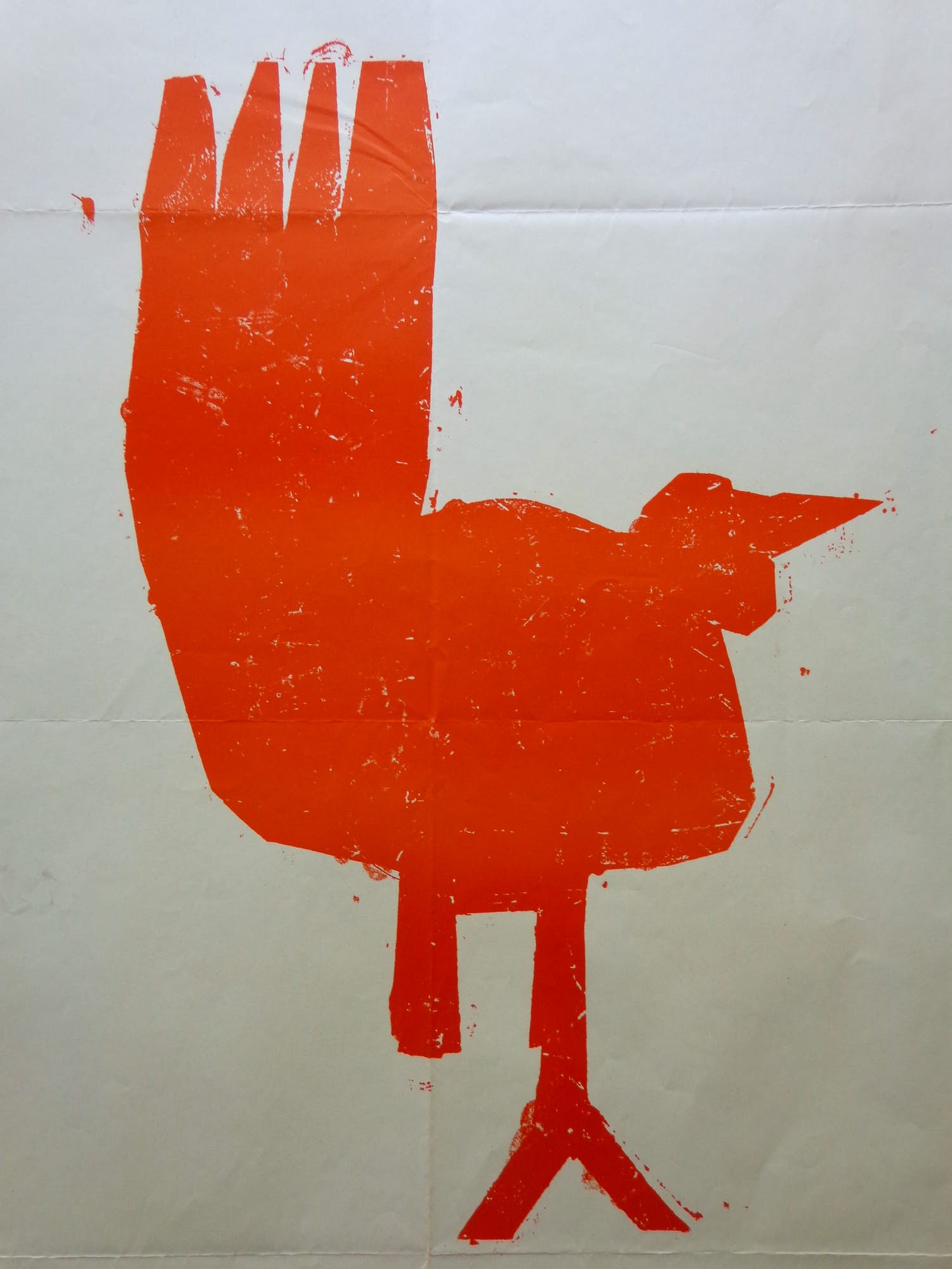 Anton Heyboer - ORANJE VOGEL / KLEURZEEFDRUK / 90x65cm / AFFICHE kopen? Bied vanaf 1!