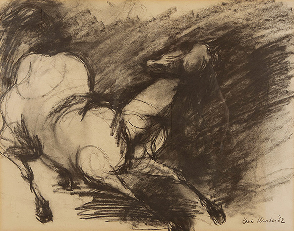 Kaak Heskes - Paard - Houtskool op papier - gesign. r.o. - BKR Amsterdam - 1962 kopen? Bied vanaf 10!