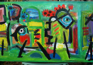 Jasper Banen - Acrylverf op doek , Optocht – 2005 – Groot , 50 x 150 cm kopen? Bied vanaf 325!