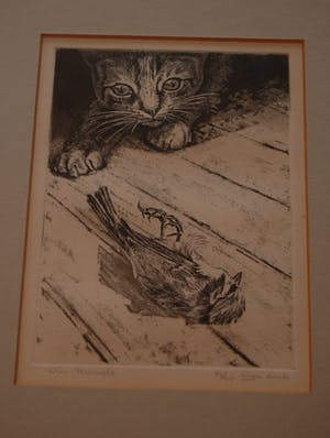 Wim Heemels - gesigneerde ets : Kat en dode mus kopen? Bied vanaf 45!