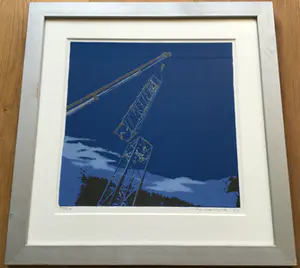 Willem Brauck - GSM mast in aanbouw | kleuren zeefdruk (1999) - ingelijst kopen? Bied vanaf 22!