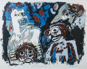 John Lie a Fo - Zeefdruk, Mama Gato - Ingelijst kopen? Bied vanaf 50!