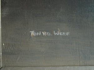 Ton van der Werf - Acrylverf op papier , “Zonder titel” – GROOT & ingelijst kopen? Bied vanaf 100!