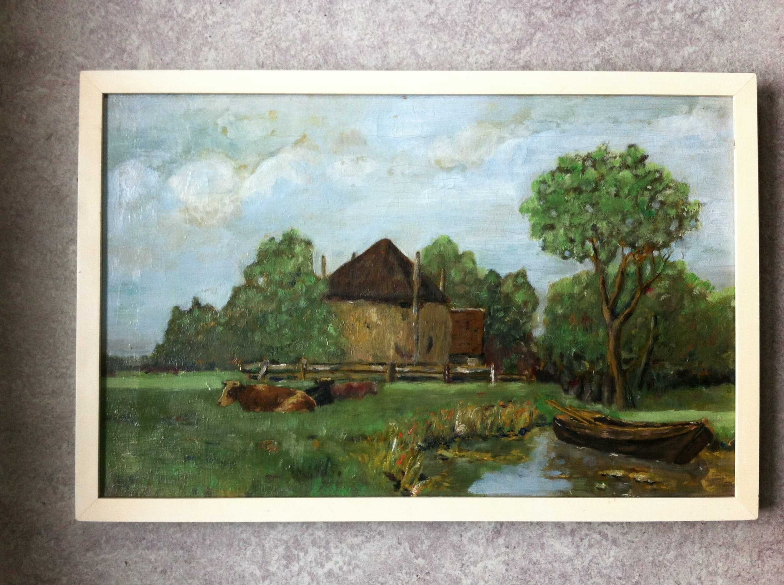 Niet of onleesbaar gesigneerd - Rustende koeien in landschap kopen? Bied vanaf 1!