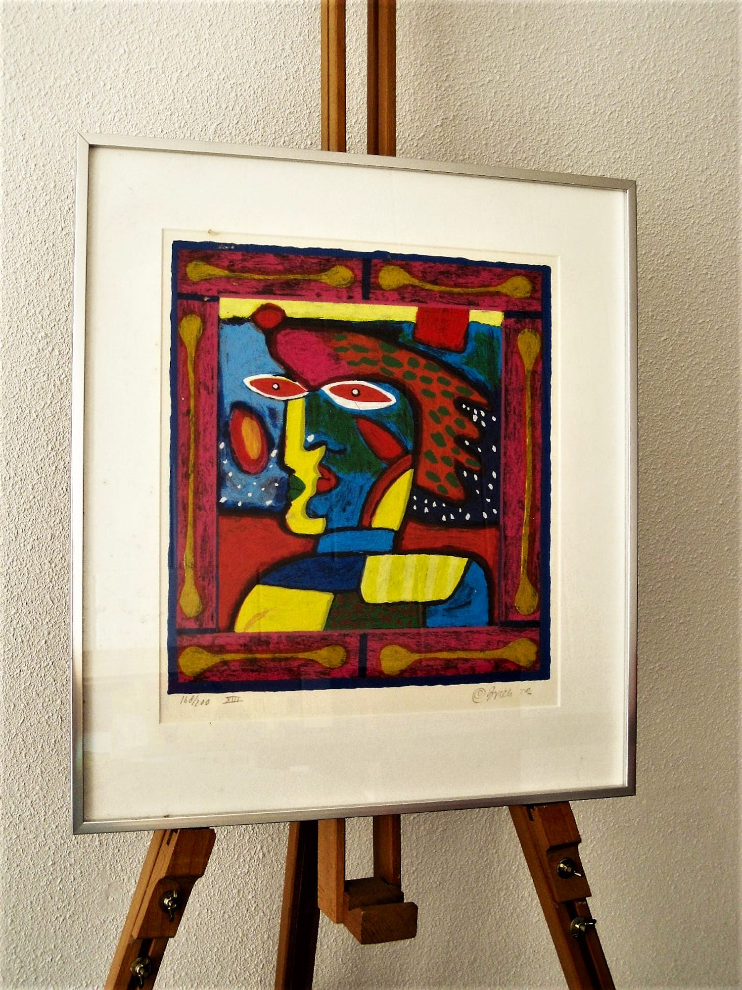 Clemens Briels - 2002- handgesigneerde expressionistische Zeefdruk "nr. 13" in originele lijst. kopen? Bied vanaf 43!