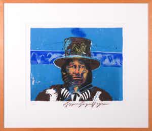 Espen Hagen - Zeefdruk, Indian Bolivian II - Ingelijst verkocht voor € 35!