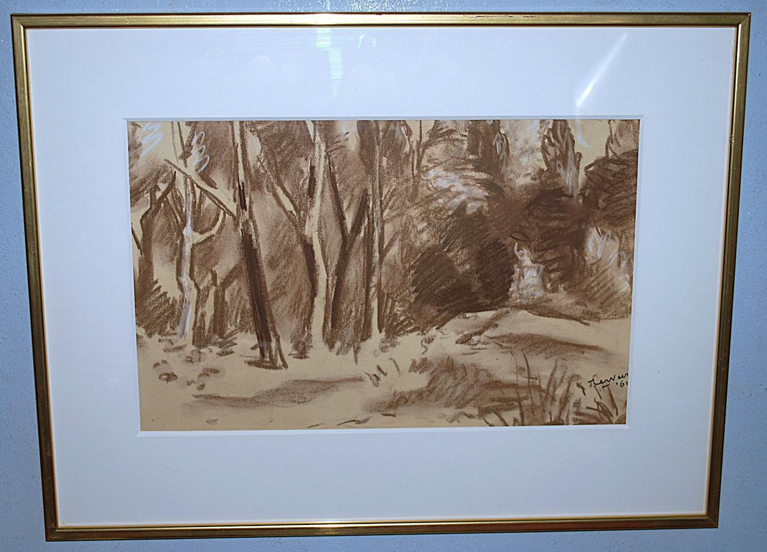 Johan Laurent ter Veer - Expressionistisch boslandschap 1962 - fraai ingelijst kopen? Bied vanaf 65!