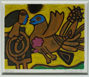 Corneille - Ingelijste zeefdruk, La Femme et L'Oiseau (Vrouw en vogel) – 1993 kaufen? Bieten Sie von 20!