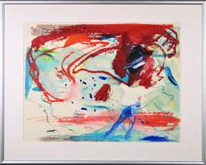 Jan van Diemen - Pastel op papier, Schaatsers IX - Ingelijst verkocht voor € 40!