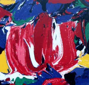 Johan Adriaan Smit - Ingelijste zeefdruk: Mokkum Red- 1999 verkocht voor € 50!