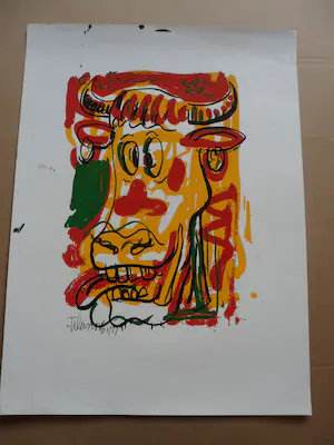 Peter Klashorst - Zeefdruk, titel. "Mad Cow ". kopen? Bied vanaf 35!