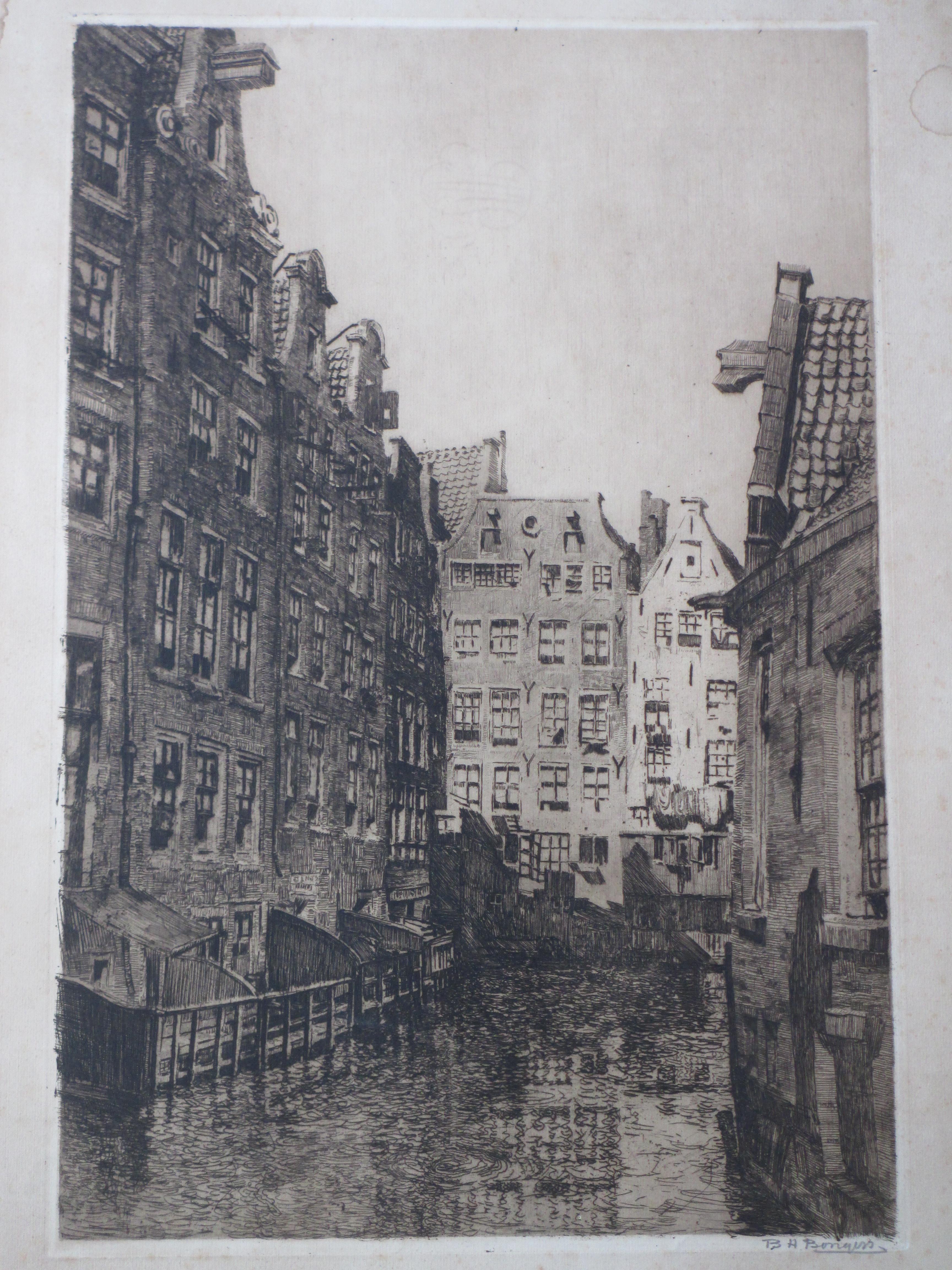 Berend Adrianus Bongers - Grachtengezicht Amsterdam Ets kopen? Bied vanaf 1!