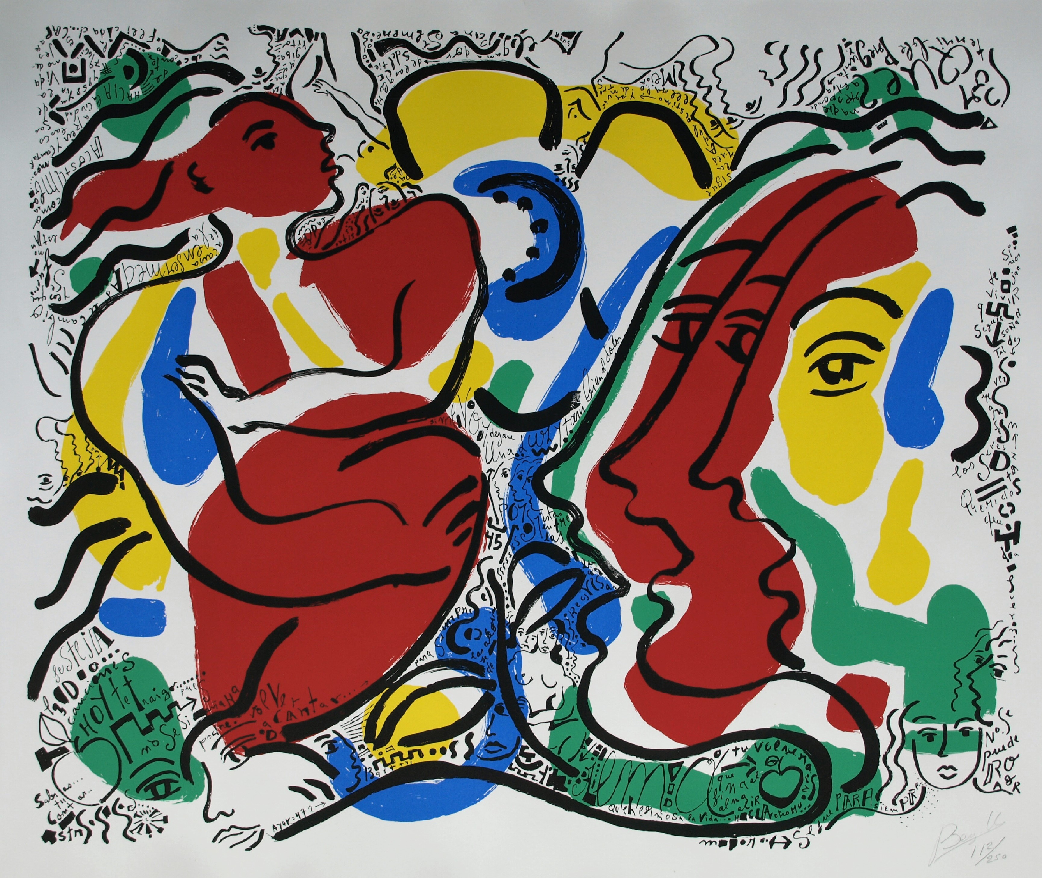 Niet of onleesbaar gesigneerd - Zeefdruk , Zonder titel - gesigneerd & ingelijst - GROOT kopen? Bied vanaf 1!