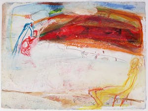 Pieter Defesche - Vrouw op bankje in onbestemd landschap, gemengde techniek kopen? Bied vanaf 275!