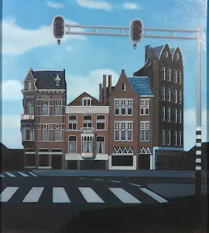 Winnifred Bastian - Olieverf op doek, Pietheinplein Den Haag - Ingelijst kopen? Bied vanaf 100!