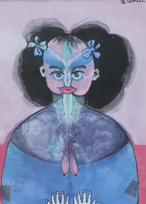 Ans Wortel - Gouache, vrouw met strikken in haar, handgesigneerd kopen? Bied vanaf 144!