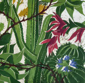 Jeanne Bieruma Oosting - handgesigneerde litho | 'Exotische tuin' (KEURIG INGELIJST) kopen? Bied vanaf 1!