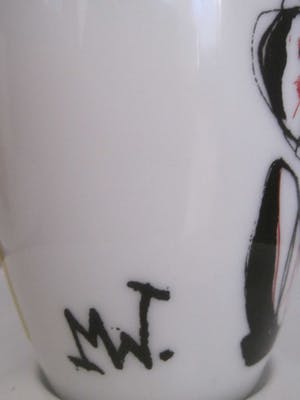 Niet of onleesbaar gesigneerd - Walküre gesigneerde espresso kop en schotel 2x kopen? Bied vanaf 10!