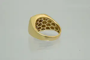 17 - Vintage 18krt geelgouden heren carré of cluster ring met 0.75ct diamant kopen? Bied vanaf 750!