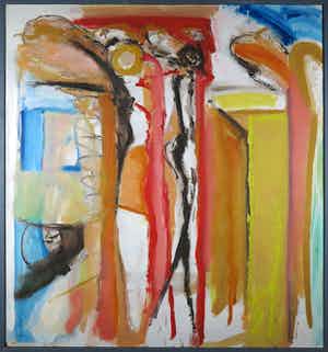 Han Sterk - Olieverf op paneel, Z.T. Abstracte compositie - Ingelijst (Zeer groot) verkocht voor € 100!