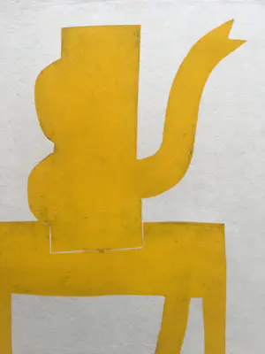 Klaas Gubbels - ‘Kan op tafel in geel’ - houtdruk op papier - 2023 kopen? Bied vanaf 365!