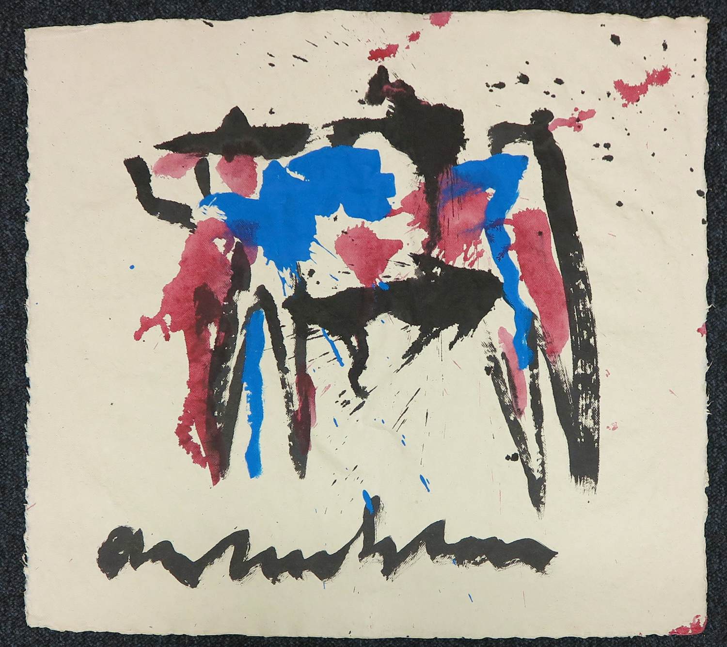 Anton Heyboer - Oost-indische inkt en acryl op dik papier, Koe kopen? Bied vanaf 250!