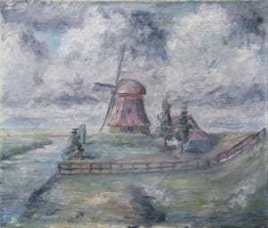 Peter Teeling - Molen de Woudaap – Krommeniedijk - olieverf 1962 (ingelijst) kopen? Bied vanaf 50!