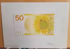 Ootje Oxenaar - Ontwerp 50 gulden biljet | litho vendu pour 18€ !