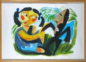 John Lie a Fo - Zeefdruk, Zonder titel - Ingelijst verkocht voor € 1!