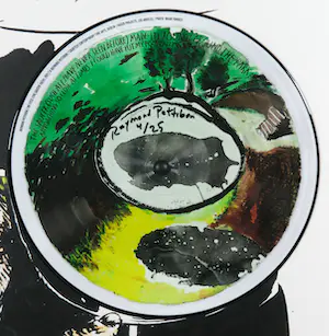 Raymond Pettibon - Gesigneerde zeefdruk en LP, I can hear inside and it's blank! - Ingelijst kopen? Bied vanaf 1!