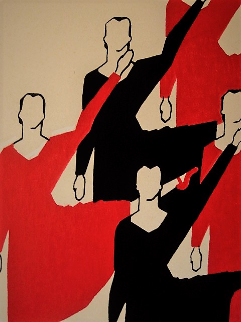 Niet of onleesbaar gesigneerd - Bijzonder Rood-Zwart 1979 Litho "Corps de Ballet" gesigneerd  kopen? Bied vanaf 1!