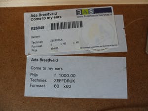 Ada Breedveld - Zeefdruk, Titel, "Come to my ears". kopen? Bied vanaf 70!