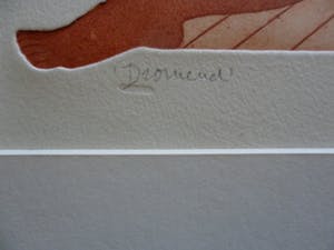 Ank Spronk - Kleur ets / Preegdruk. Titel, "Dromend". kopen? Bied vanaf 45!