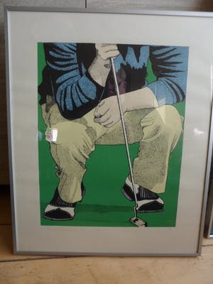Niet of onleesbaar gesigneerd - Zeefdruk, Golfer. kopen? Bied vanaf 1!