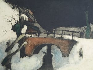 Roger Hebbelinck - naar Albert Saverys - Kleurenets , Paysage d’Hiver / Winterlandschap - GROOT kopen? Bied vanaf 10!