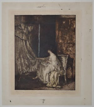 Albert Roelofs - Vrouw in interieur bij een wieg - Kleurets kopen? Bied vanaf 135!