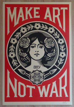 AcheterShepard Fairey - Make art not War? Enchérissez de 95!