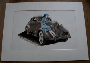 Arja van den Berg - Ets: Filmster Gloria Shea en haar Chevrolet uit 1936 - 1977 kopen? Bied vanaf 49!