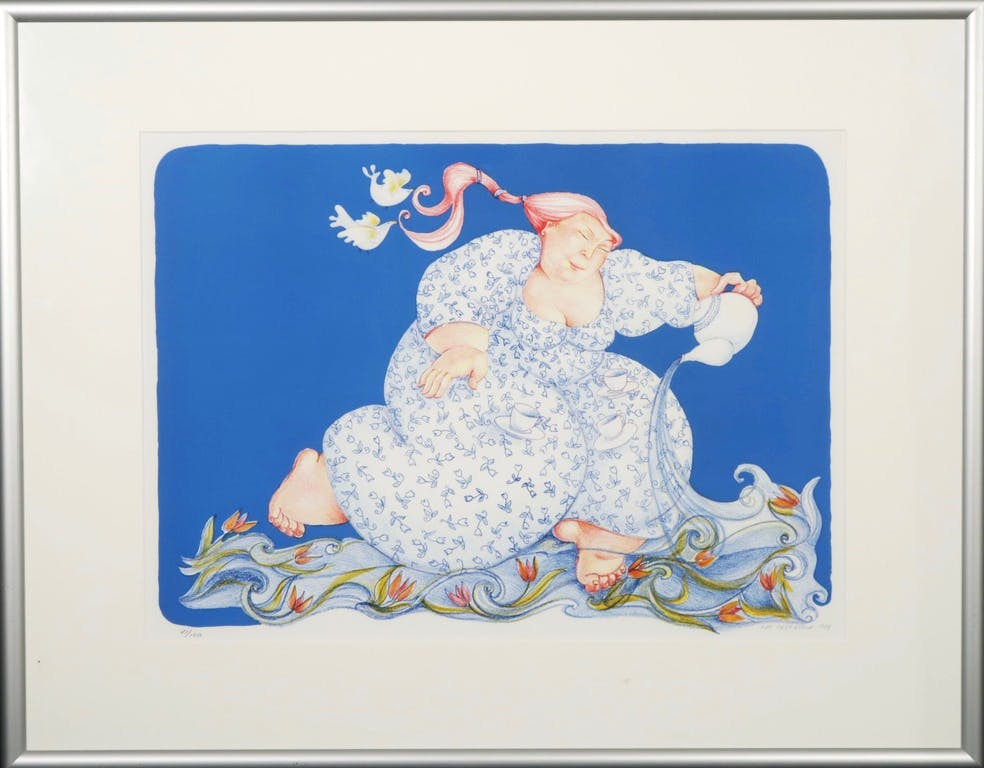 Ada Breedveld - Litho, De watervrouw - Ingelijst verkocht voor € 40!