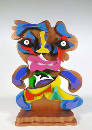 Roja Ting - Tweezijdig beschilderd houten sculptuur verkocht voor € 1!