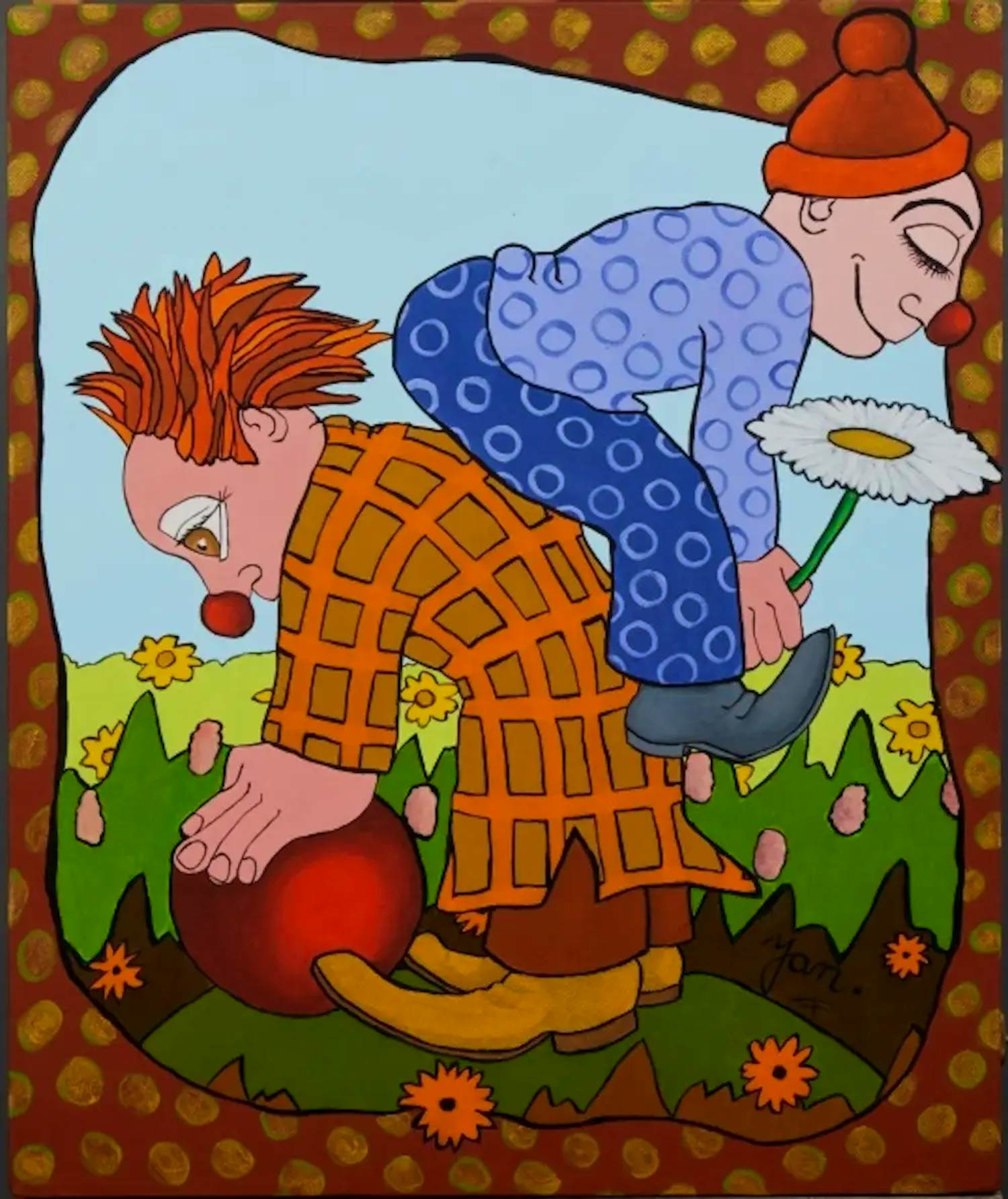 Jan Tinholt - Acrylverf op doek: 'My friends' kopen? Bied vanaf 395!