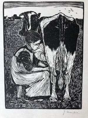 Jan Mankes - Houtsnede Koemelkster kopen? Bied vanaf 325!