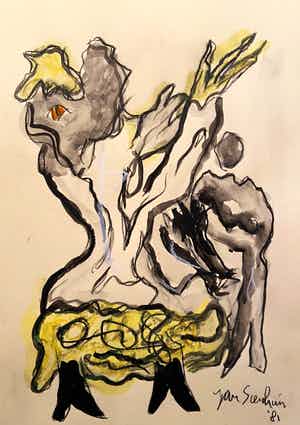 Jan Sierhuis - Tekening krijt acryl verkocht voor € 1!