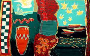 Diana van Hal - linosnede: Fata Morgana - 1996 verkocht voor € 35!