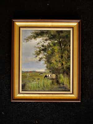 Niet of onleesbaar gesigneerd - omstreeks 1900 geschilderd Haagse School landschap - gesigneerd verkocht voor € 10!