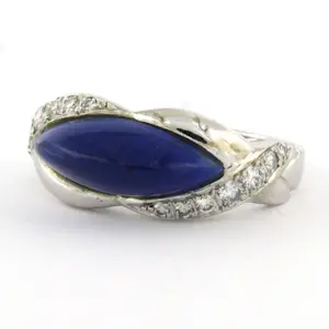 18k wit gouden ring met lapis lazuli en briljant geslepen diamant tot. 0.30ct kopen? Bied vanaf 710!